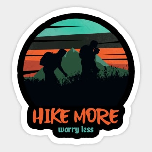 Hike More Worry Less Men Hiking Sticker